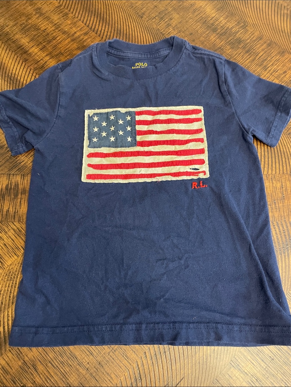 Polo by Ralph Lauren Navy Tee with American Flag Graphic
